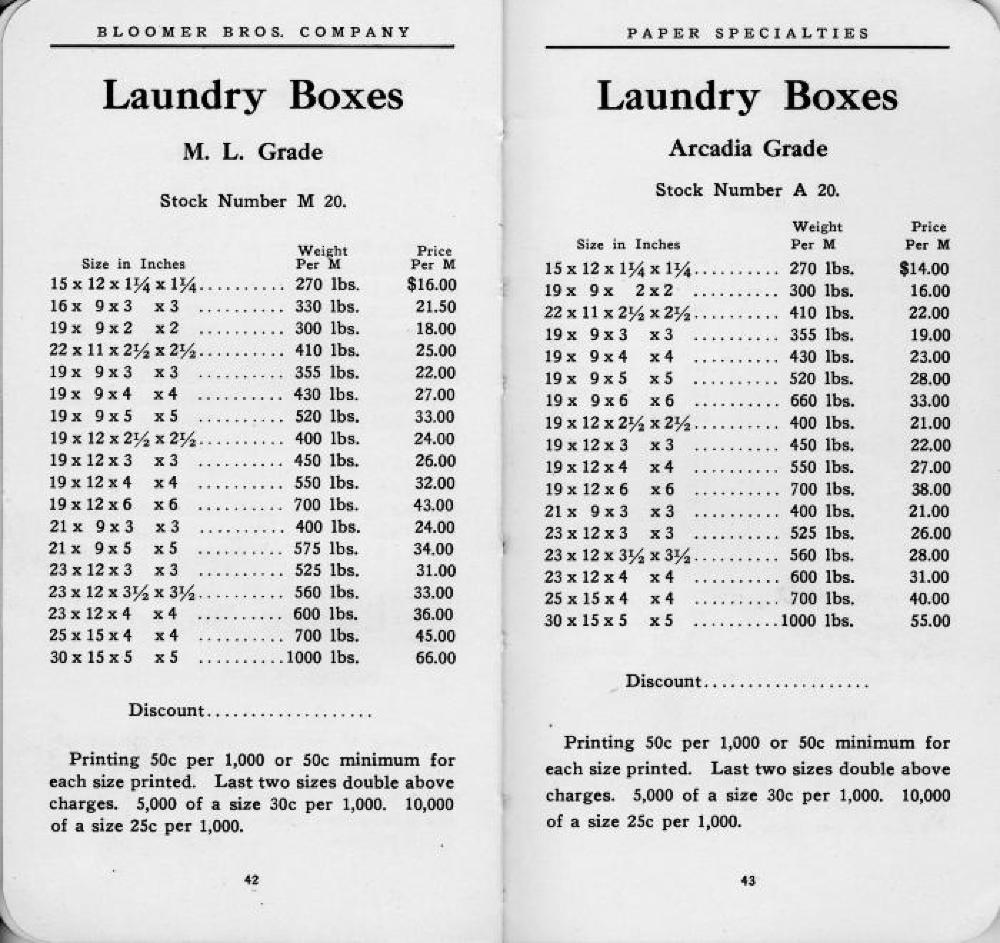 Bloomer Brothers Catalog of Paper Specialties, c. 1913 page 24