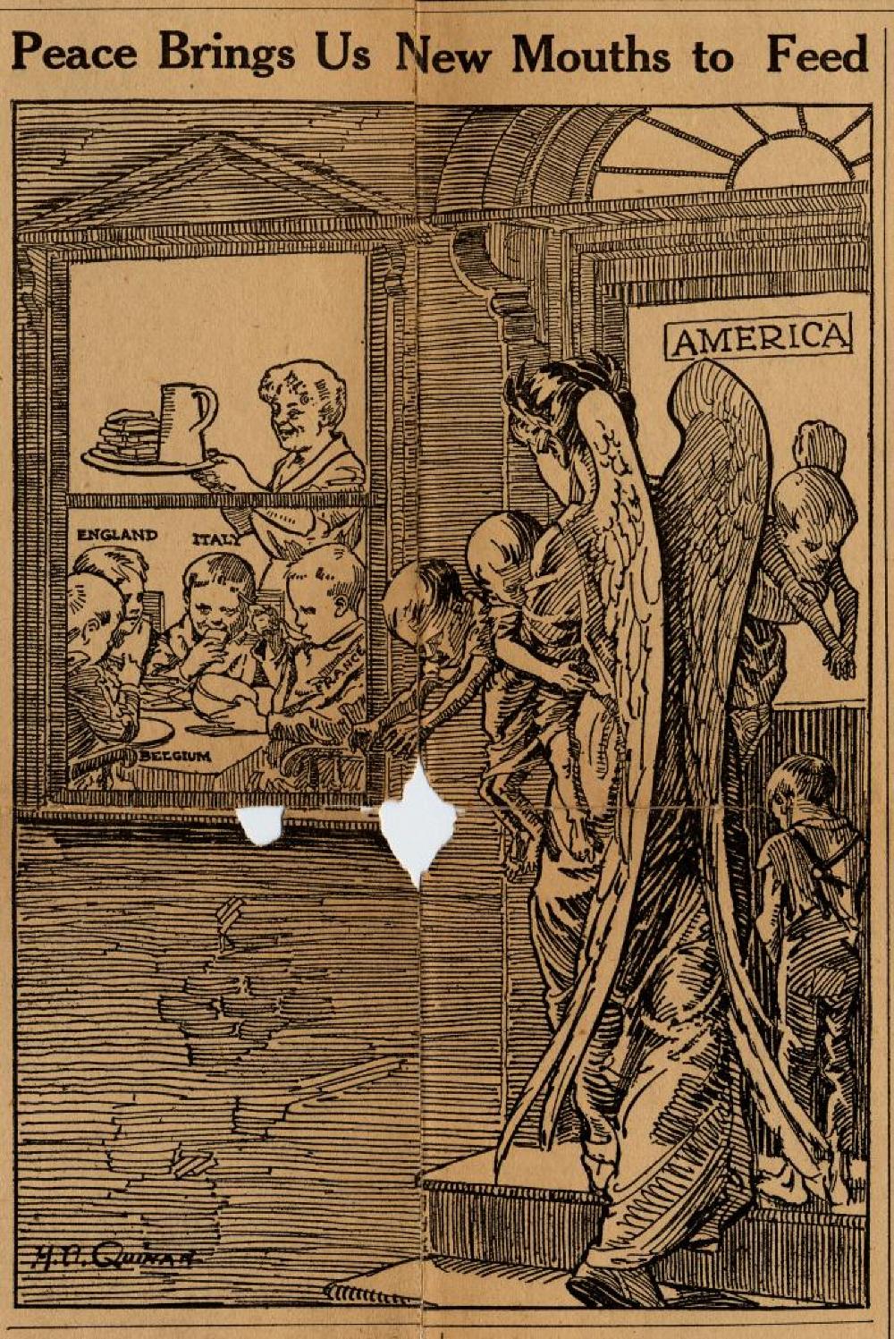 "Peace Brings Us New Mouths to Feed" Political Cartoon, n.d. page 1