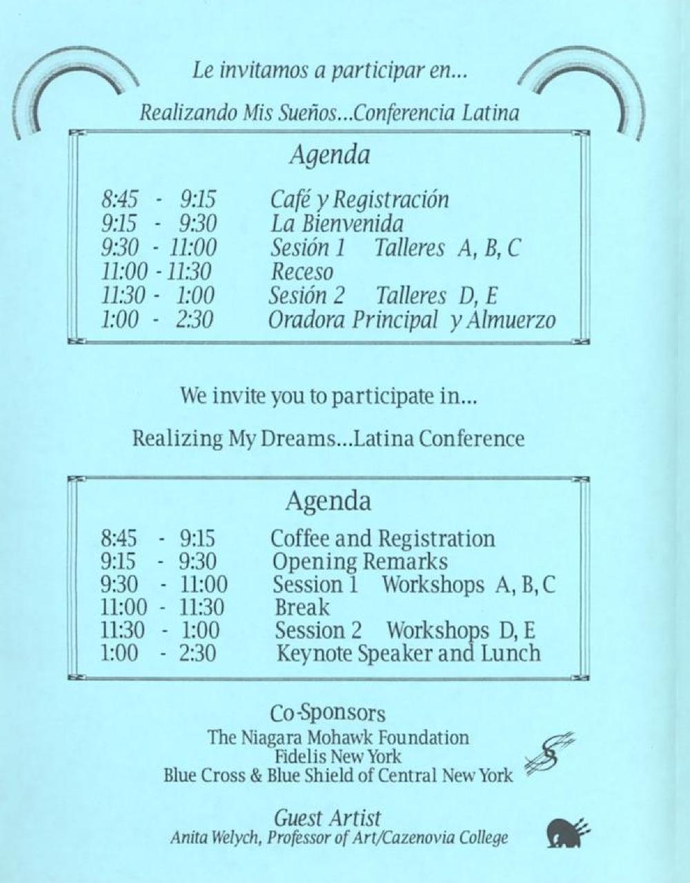Registration Packet for "Realizando Mis Suenos" a Latina Womens' Conference, 2000 page 2