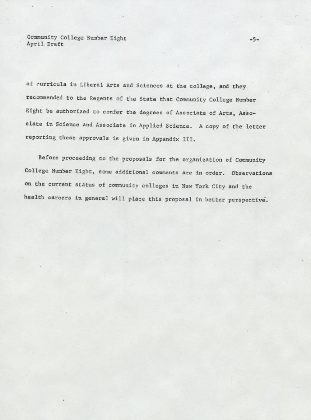 Proposal for the Organization of Community College Number 8 (Hostos Community College), 1969 page 3