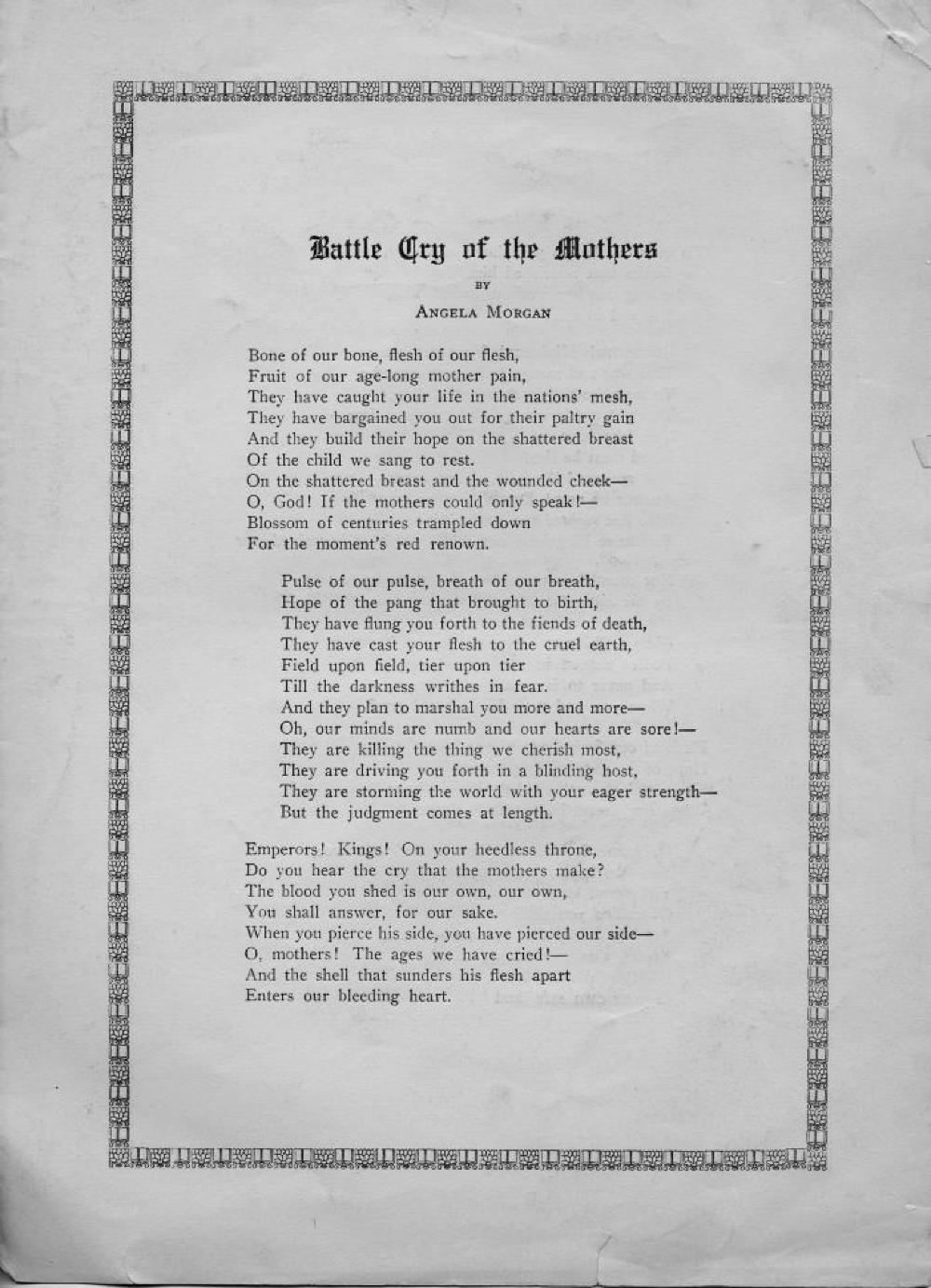 "Battle Cry of the Mothers," World War I, c. 1917 page 1
