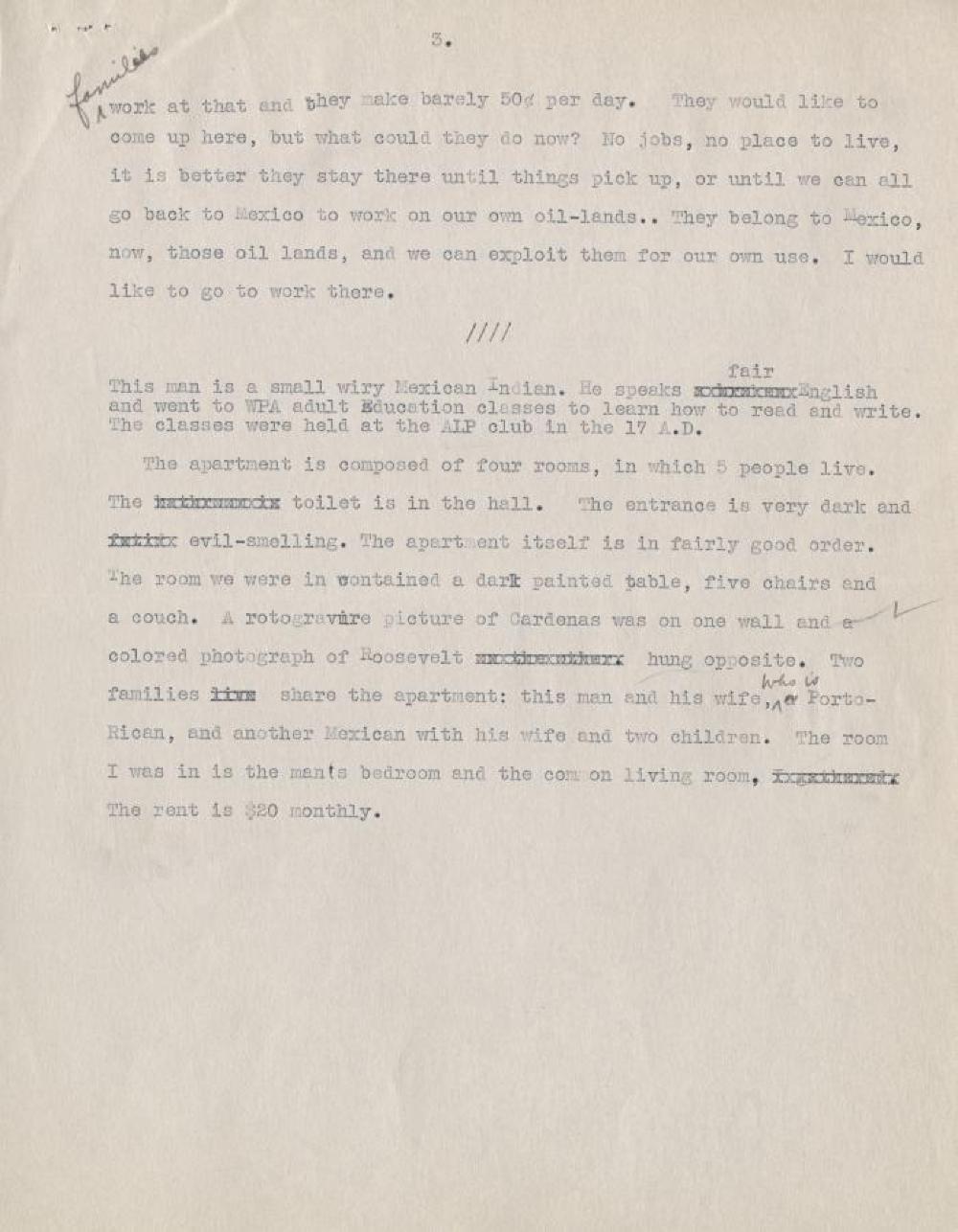 Federal Writer's Project Interview, Case #4, with a Male Immigrant from Guajaca, Mexico, 1939 page 3