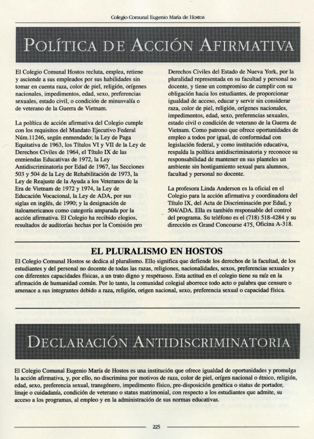 Affirmative Action Policy, Hostos Community College, 2002 page 2