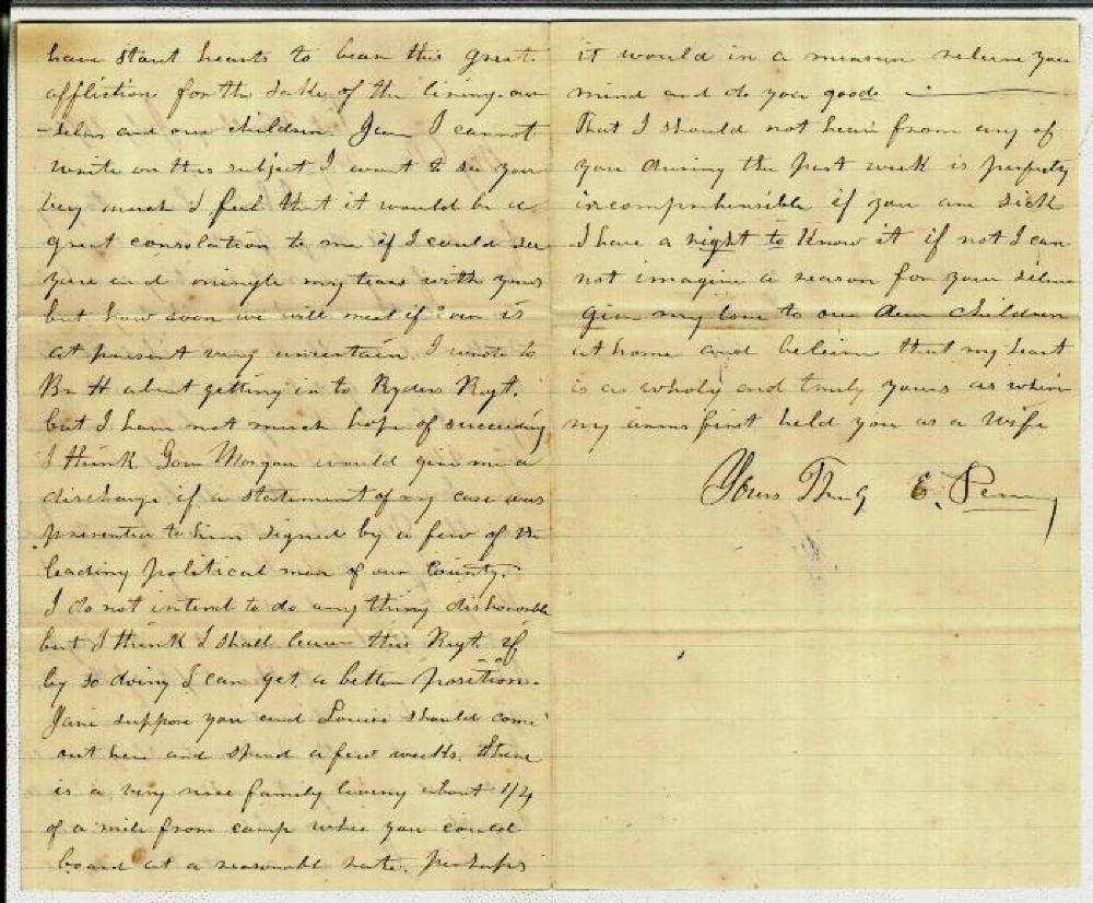 Letter from Elijah Penny to his wife; July 18, 1862 page 2