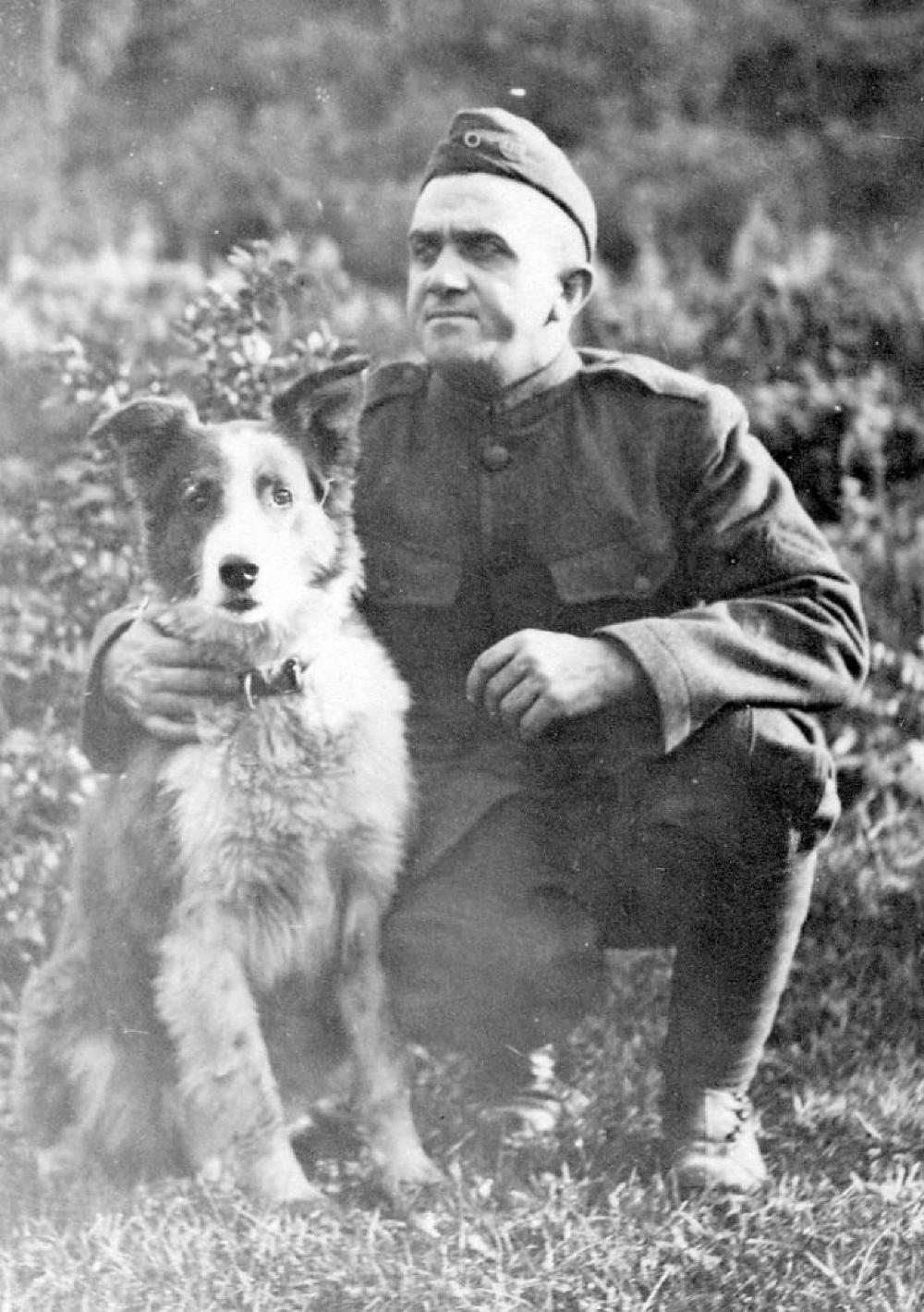 Soldier George Button with His Dog, World War I, c. 1917 page 1