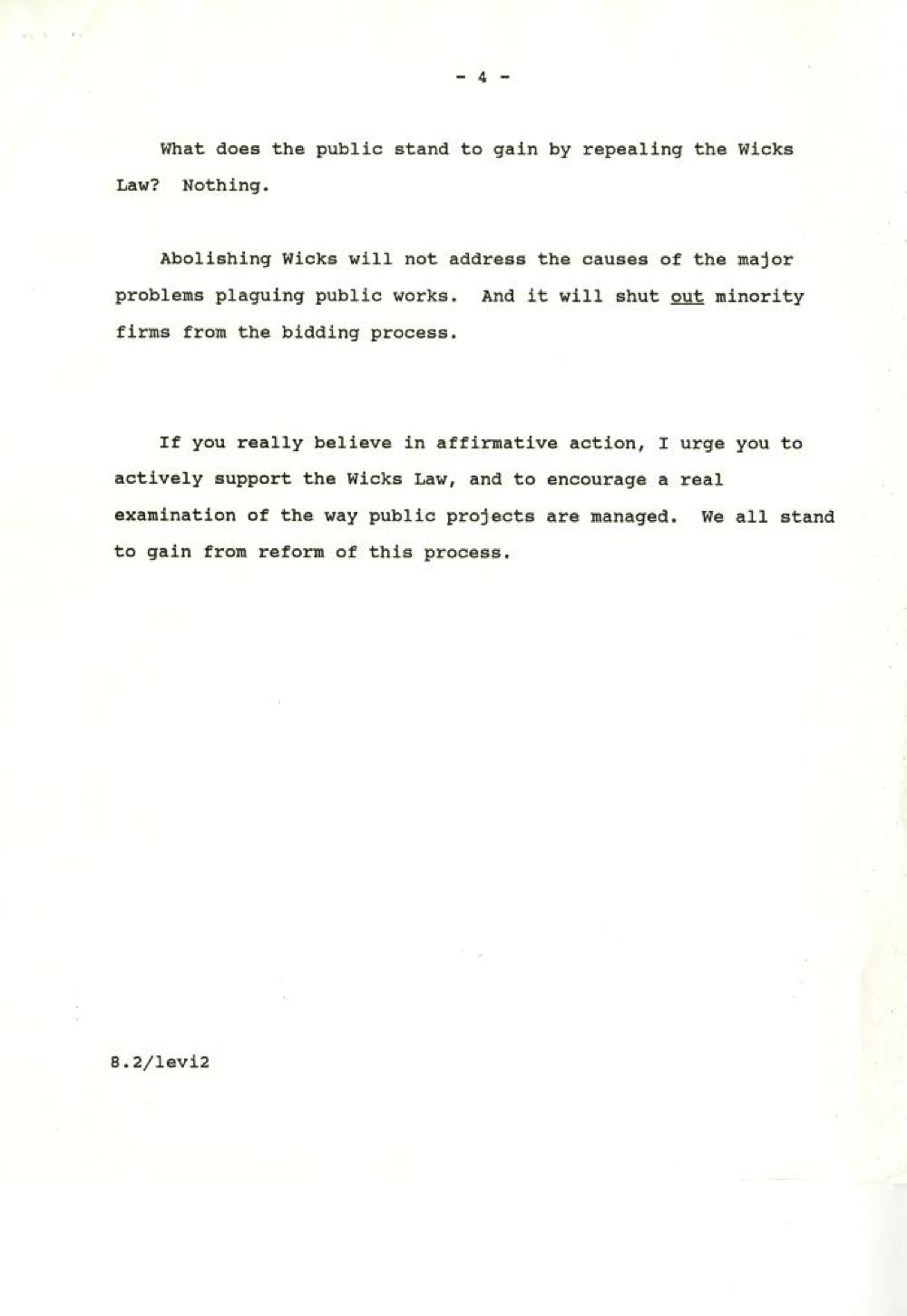 Testimony of Leslie Levi, Jr., NYS Assembly Sub-Committee on Affirmative Action, October 27, 1987 page 4