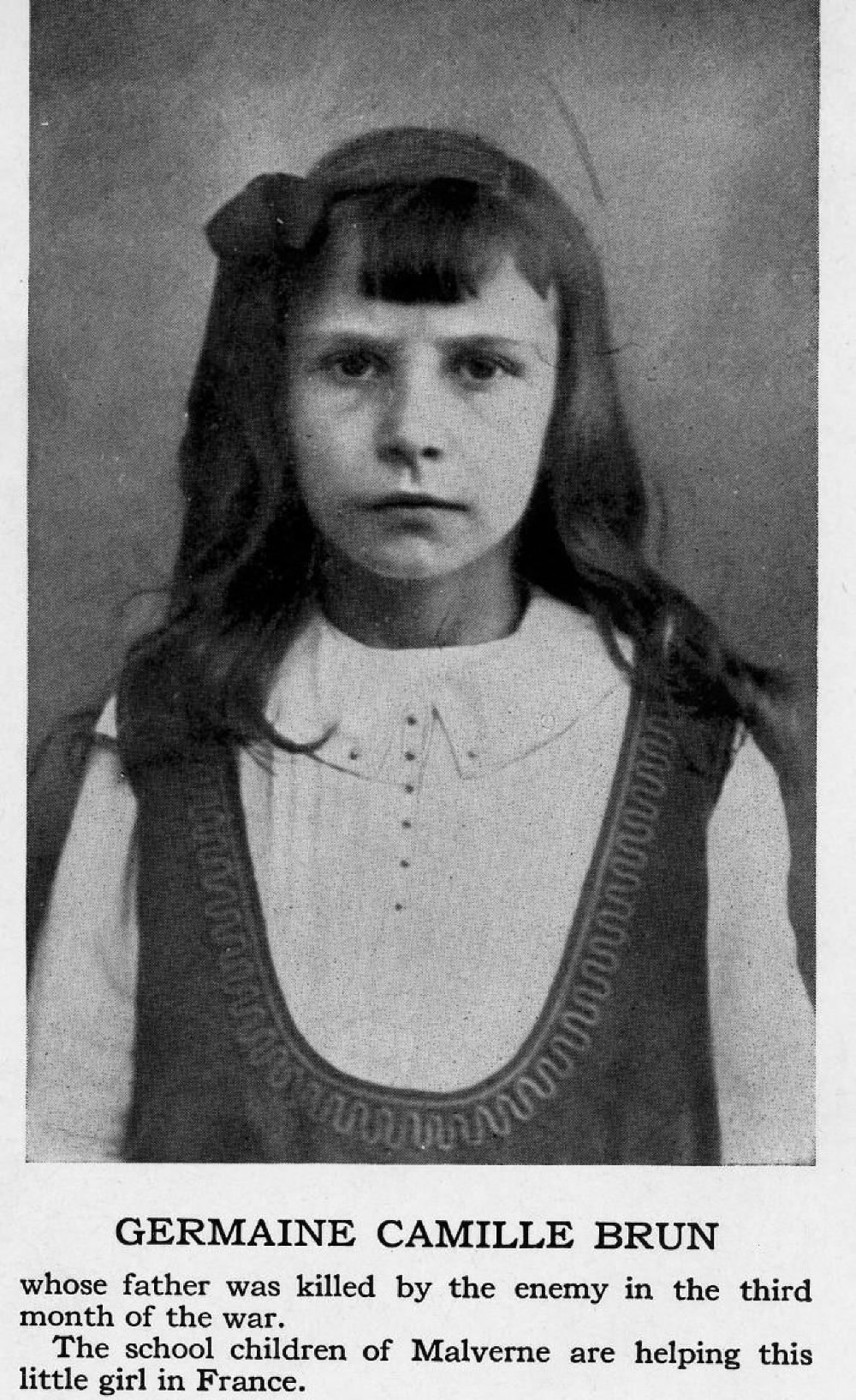 Germaine Camille Brun, a French Orphan, World War I, c. 1917 page 1