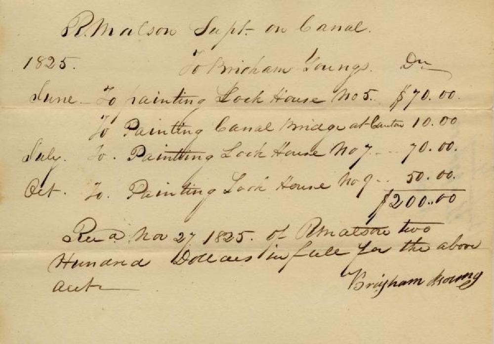 Brigham Young Erie Canal Invoice, 1825 page 1