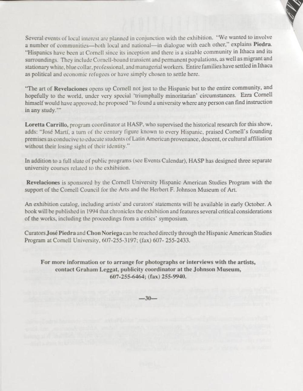 Eight Hispanic Artists Featured, Johnson Museum, Ithaca, 1993 page 4