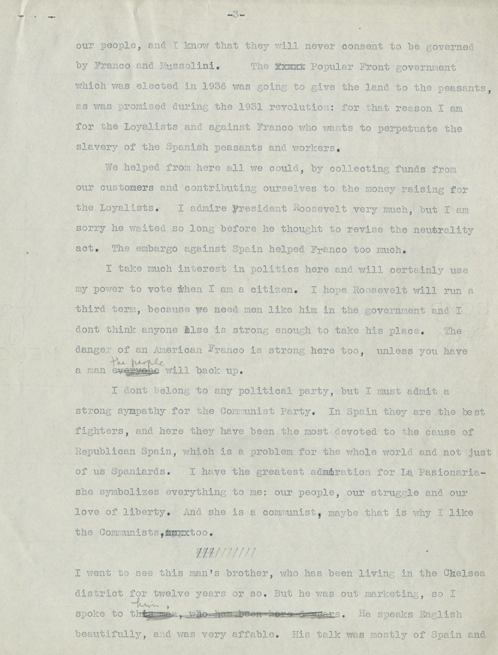 Federal Writer's Project Interview, Case #8, with a Male Immigrant from Galicia, Spain, 1939 page 3