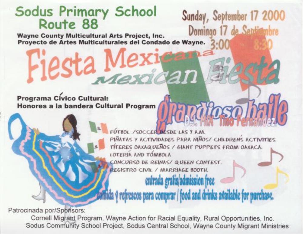Flyer Announcing Mexican Fiesta, Sodus Primary School, Sodus, N.Y., September 17, 2000 page 1