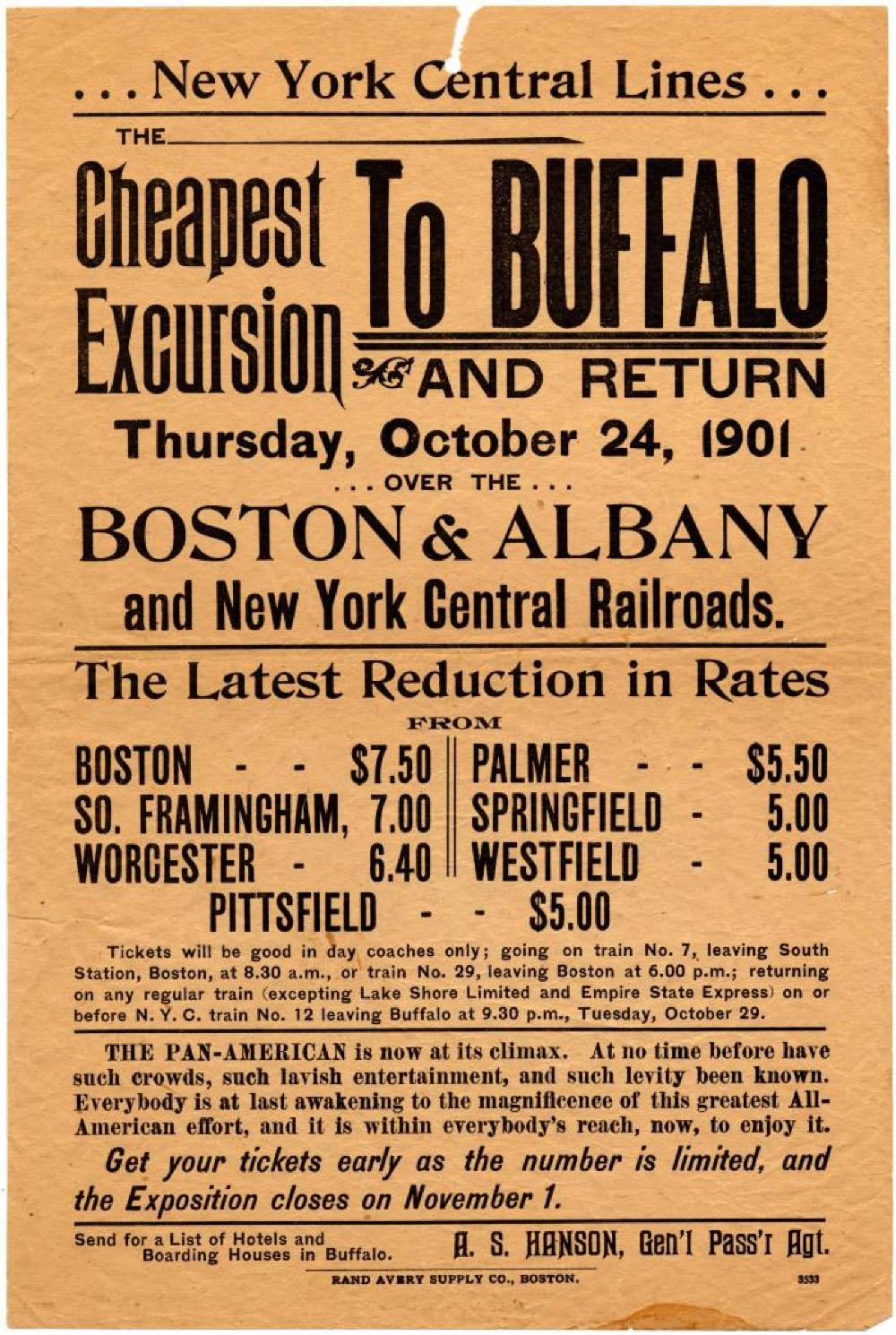 New York Central Line Advertisement for Rail Service to Buffalo, Pan-American Exhibition, 1901 page 1