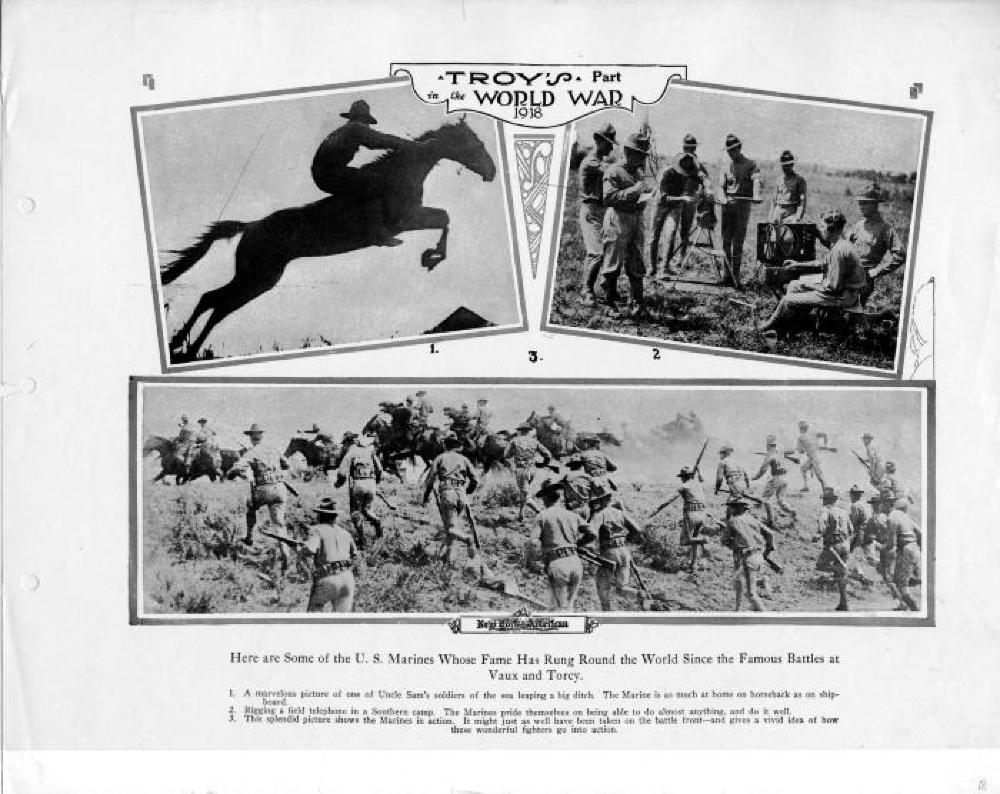 Troy Marines, Excerpt from "Troy's Part in the World War 1918" page 1