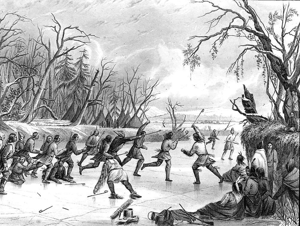 Drawing of Native Americans Playing Ball Game on the Ice, n.d. page 1