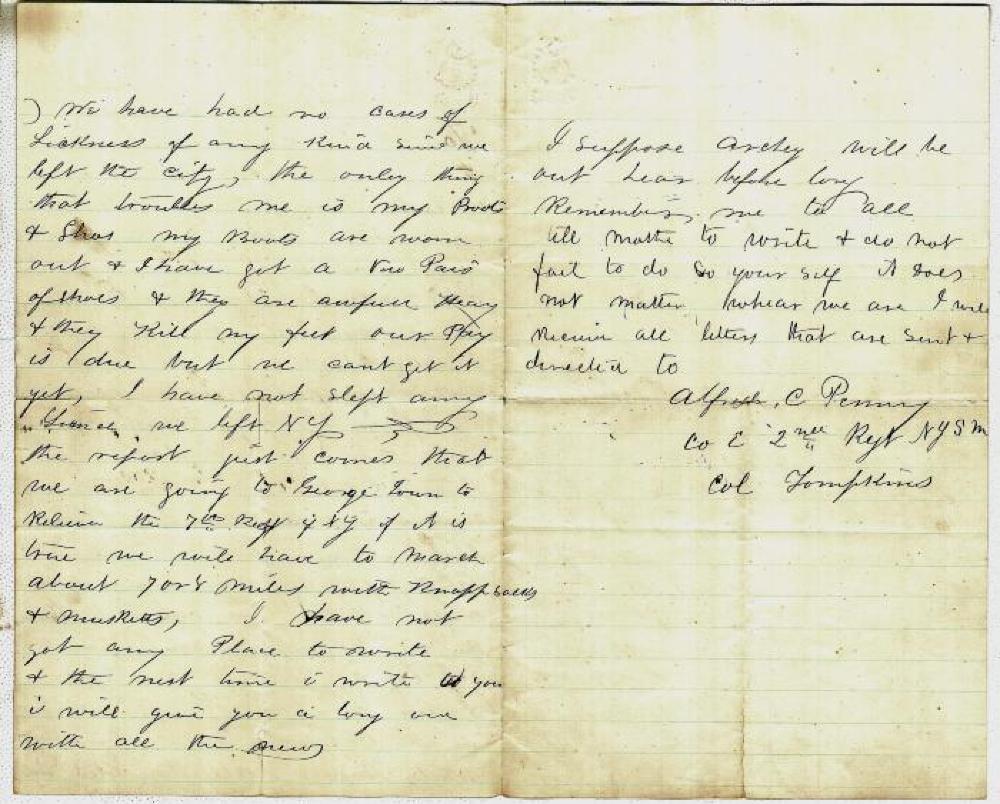 Letter from Alfred Penny to his father; May 22, 1861 page 2