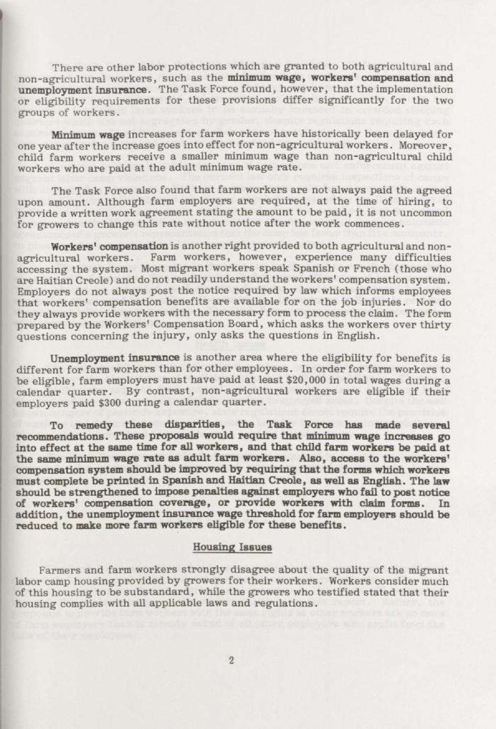 New York State Senate and Assembly Report, Separate & Unequal: New York's Farmworkers, 1995 page 3
