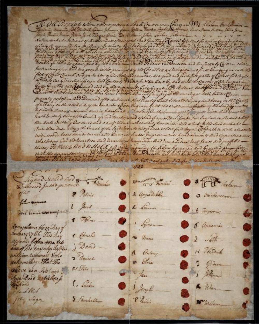 Indian Deed for Land Along the Mohawk River, 1732 page 1