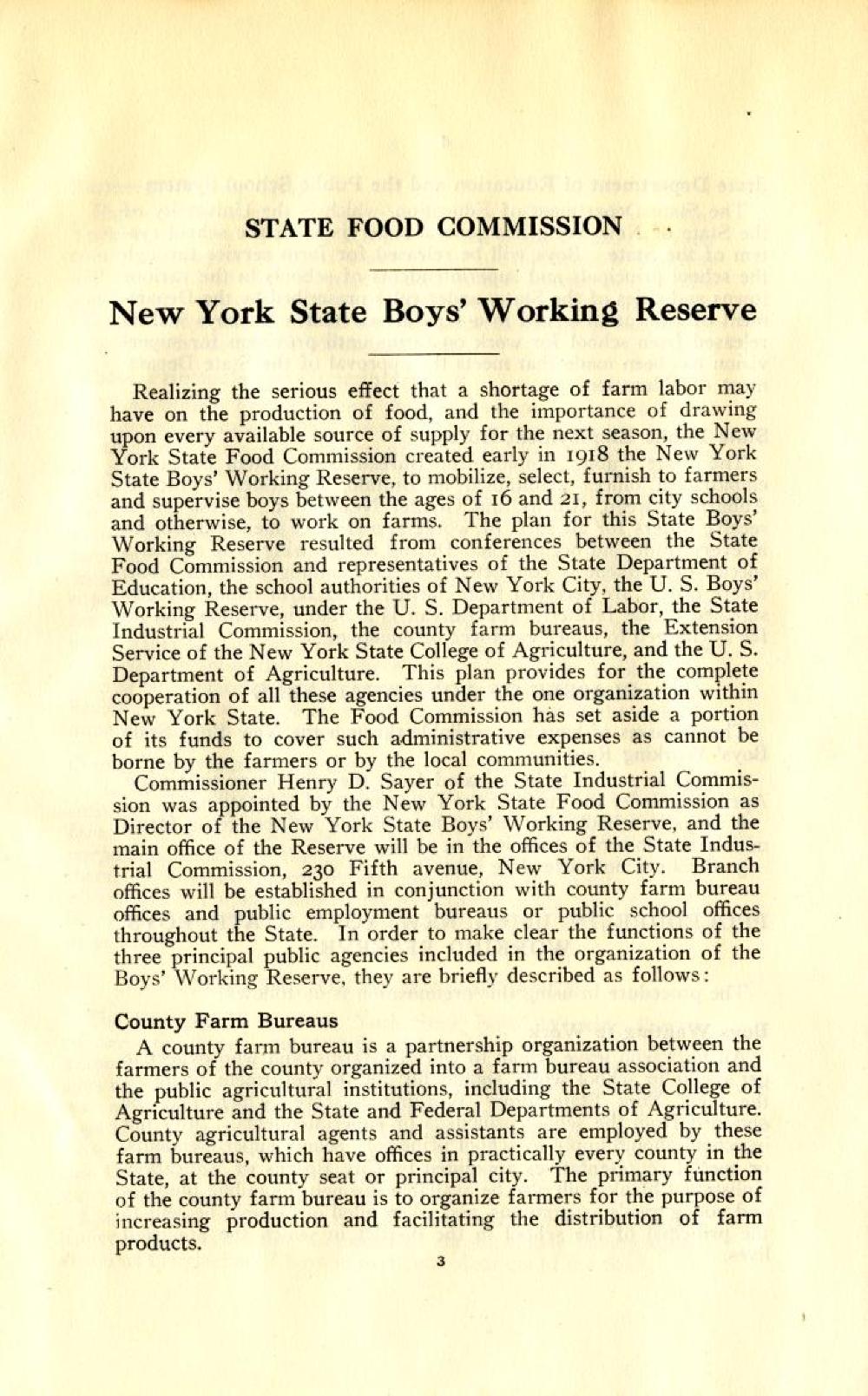 "New York State Boys' Working Reserve" Pamphlet, World War I, March 1918 page 2