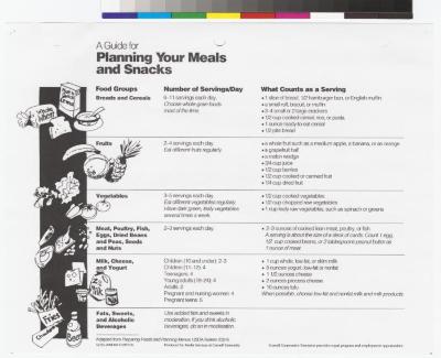 Load A Guide for Planning Your Meals and Snacks, USDA, English and Spanish, c. 1991 in Main Document Viewer
