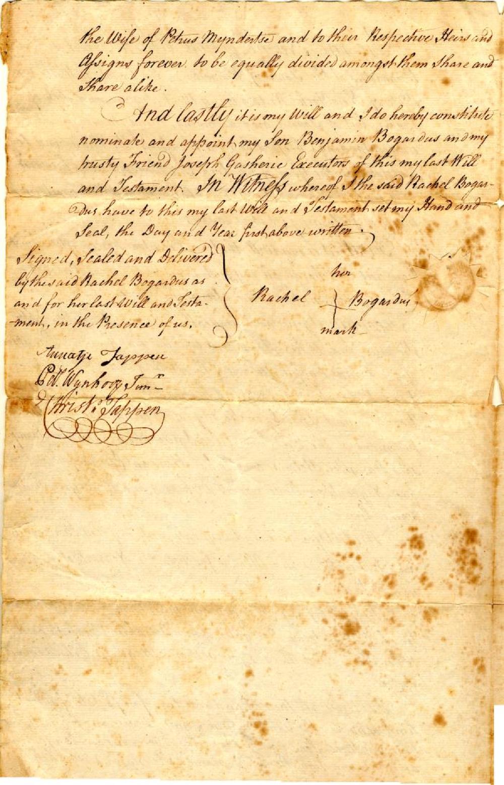 Will of Rachel Bogardus, October 2, 1781 page 2