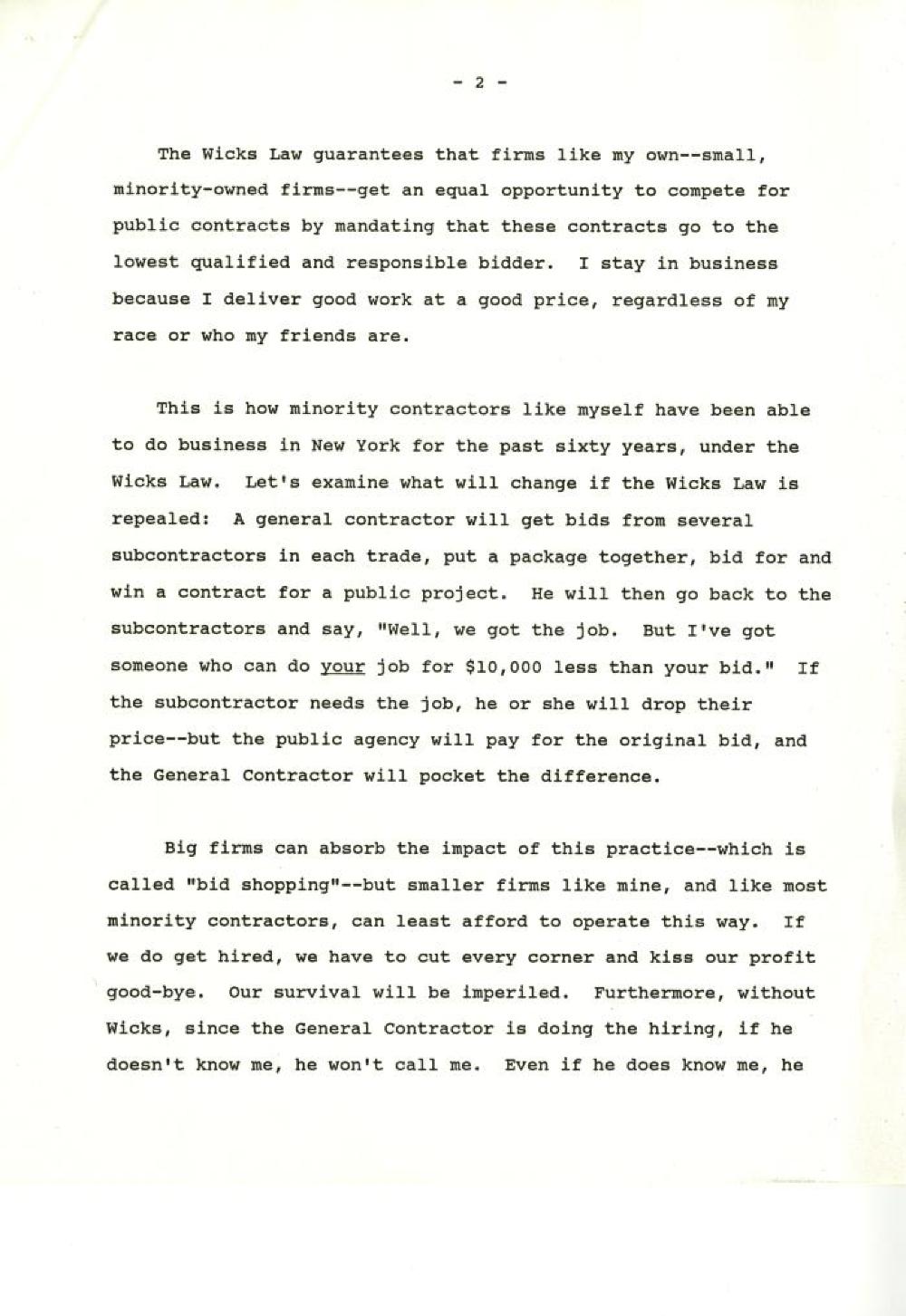 Testimony of Leslie Levi, Jr., NYS Assembly Sub-Committee on Affirmative Action, October 27, 1987 page 2