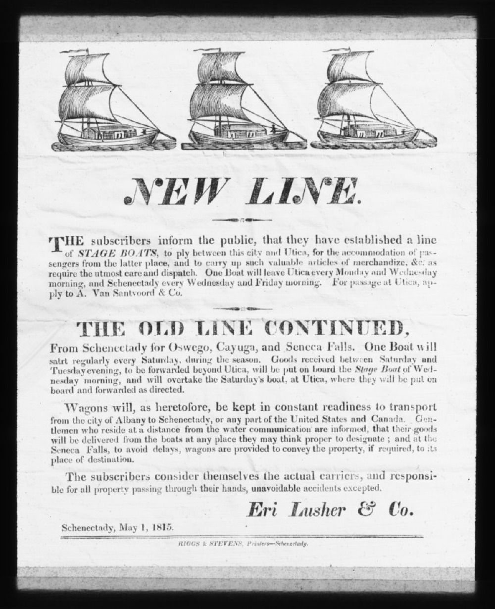 New Line Poster for Stage Boat Transportation, 1815 page 3