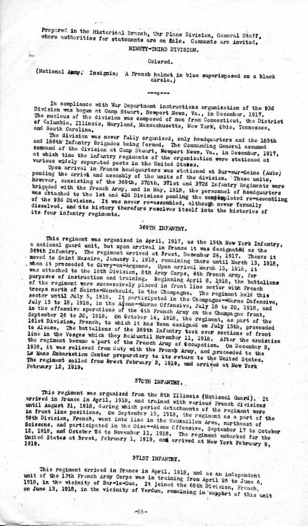 93rd Division Record, March 30, 1921 page 1