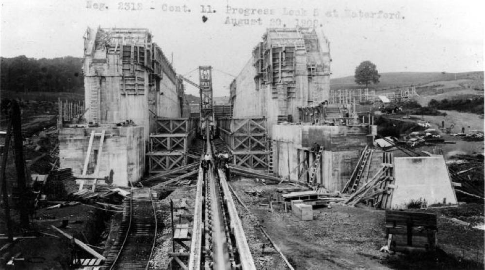 Photograph of Construction of Barge Canal Lock 5, Waterford, August 1908 page 1