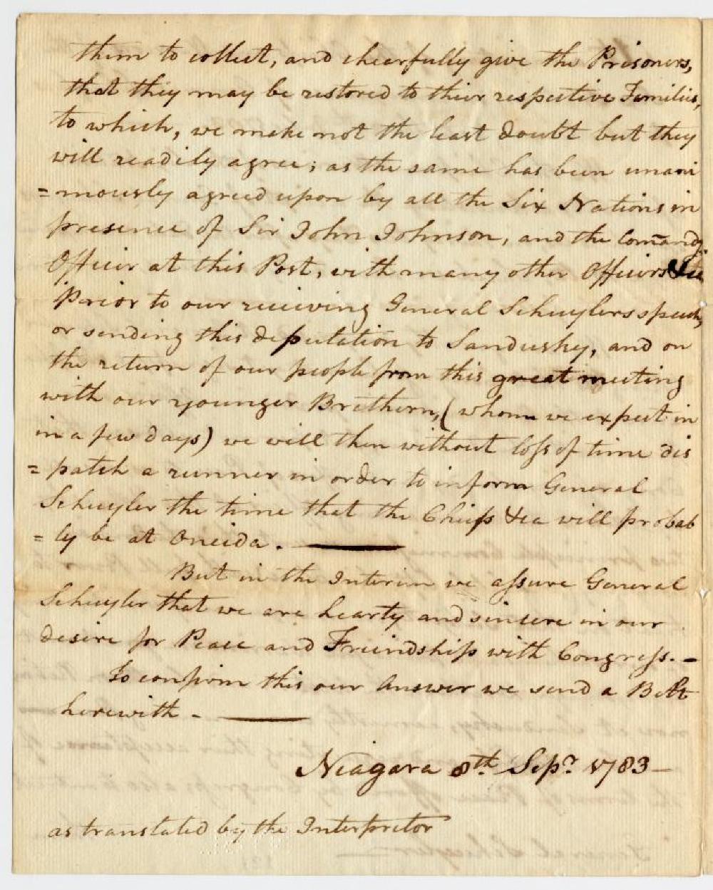 The Six Nations Answer General Schuyler's Speech,  September 8, 1783 page 2