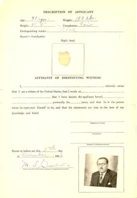 Load Application for Certificate of Identification, Bernardo Vega, 1936 in Main Document Viewer