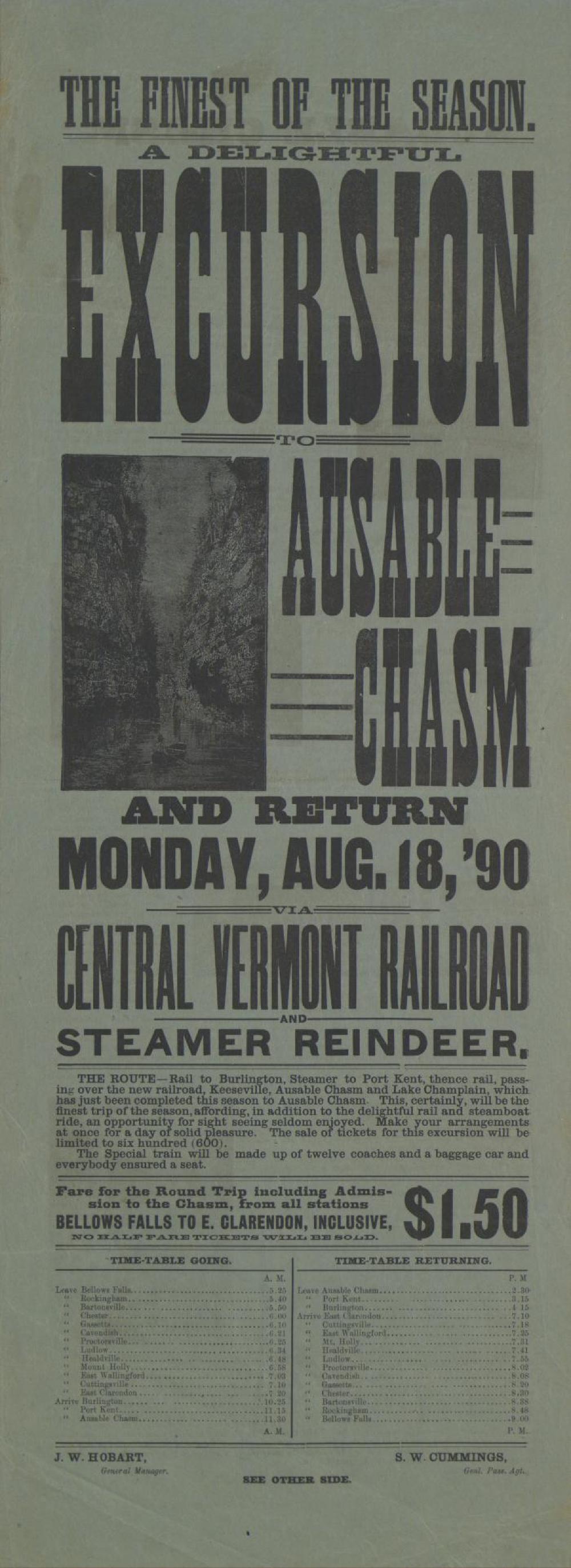 Ausable Chasm Poster, 1890 page 1