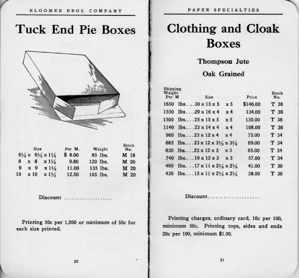 Bloomer Brothers Catalog of Paper Specialties, c. 1913 page 18