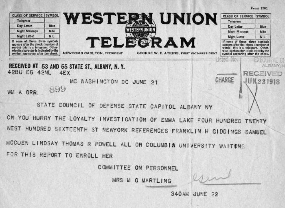 Emma Lake Loyalty Investigation, World War I, 1918 page 1