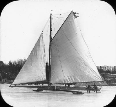 Ice Boat on the Hudson River near Hyde Park, c. 1900 thumbnail page 1