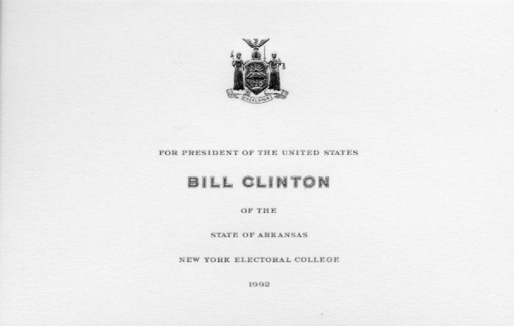 Electoral College Ballot for Bill Clinton, 1992 page 1