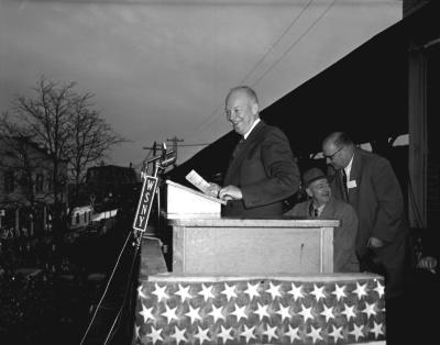 Eisenhower at Podium in Schenectady, 1952 thumbnail page 1