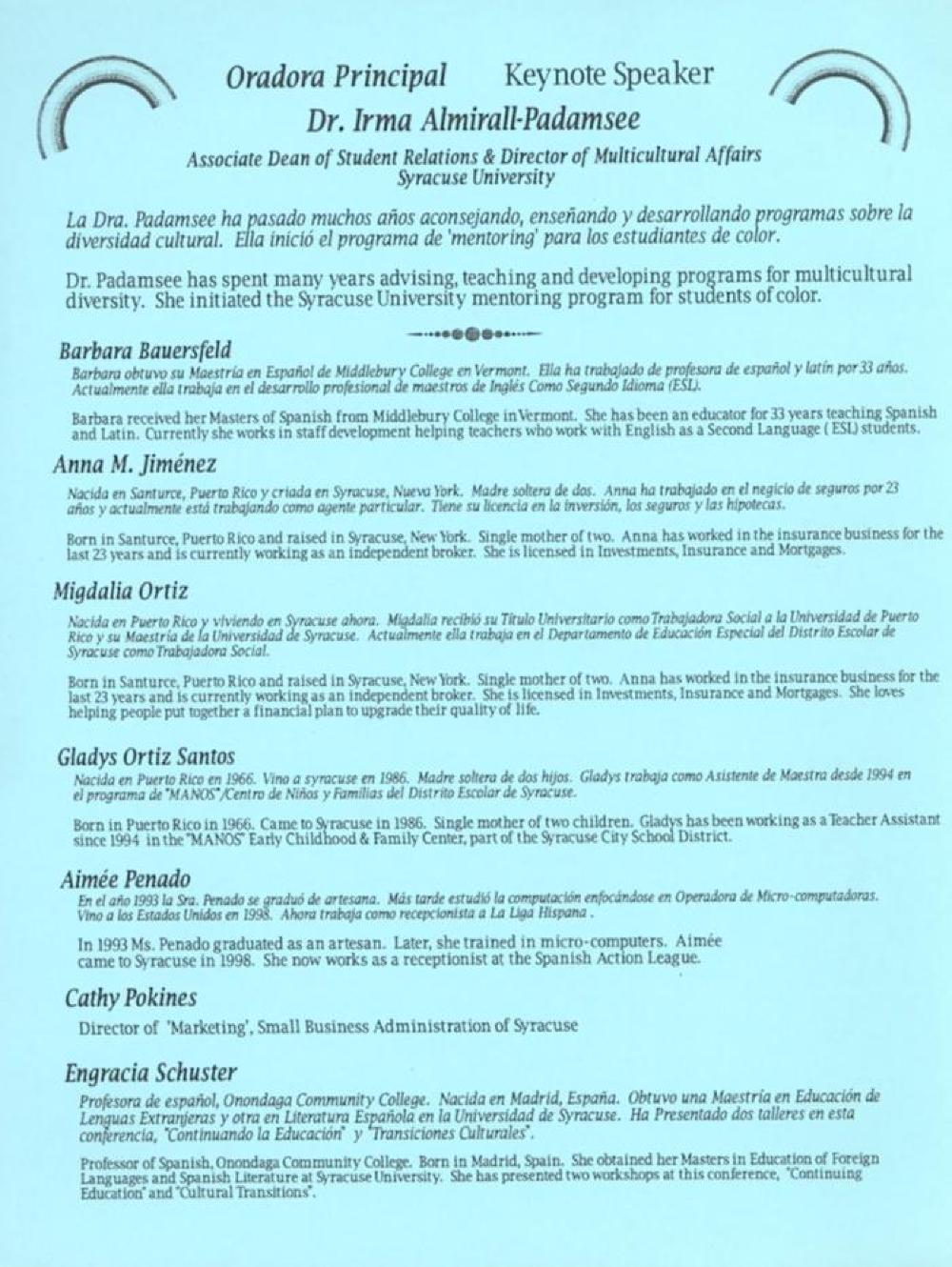 Registration Packet for "Realizando Mis Suenos" a Latina Womens' Conference, 2000 page 5
