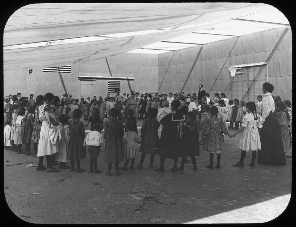 Girls Exercise on the Roof Garden at New York City Public School #1, c. 1900 page 1